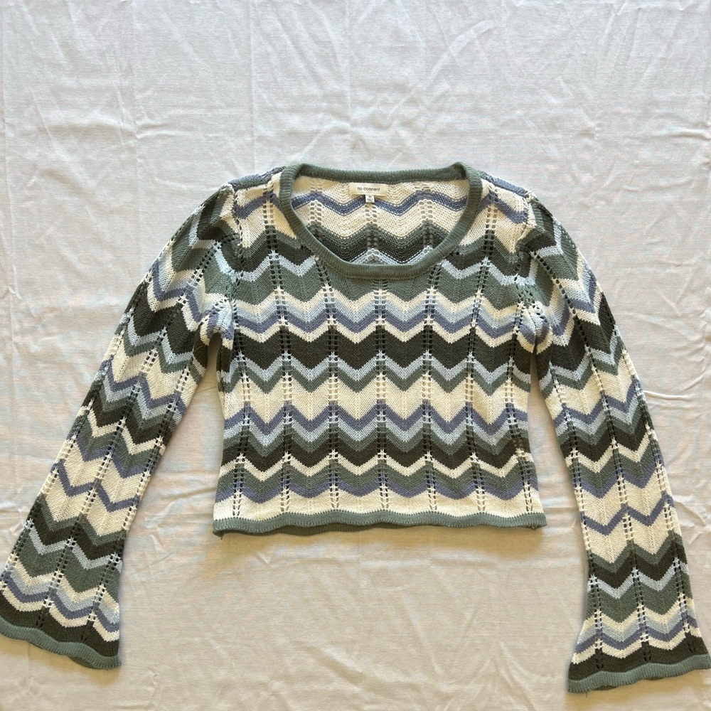 Knit Crop Sweater Bell Sleeves Coastal Chic Boho EDM Festival